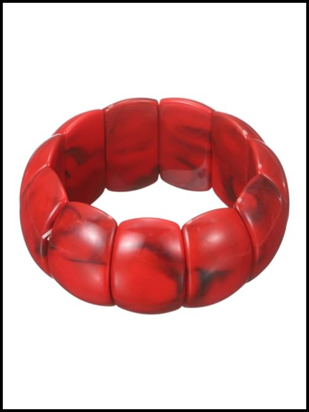 Chunky Acrylic Resin Cuff Bracelet Stackable Bangle (Red)
